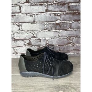 NAOT Lalo Black Suede Oxfords Lace Up Sneakers Comfort Shoes Women Sz 38EU/7.5US